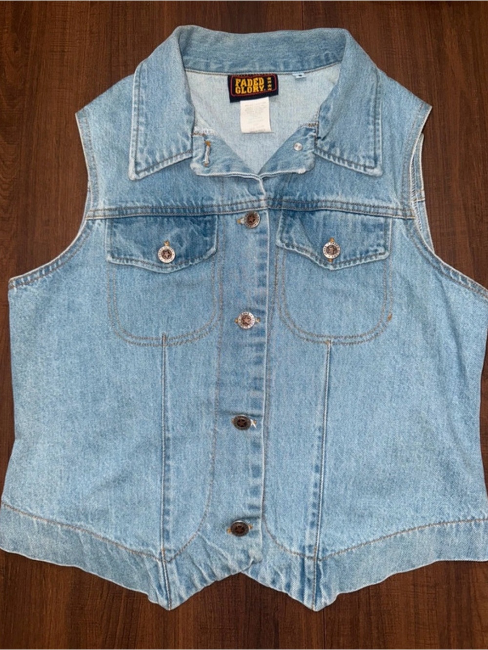 Faded Glory Women's Light Wash Denim Vest Small